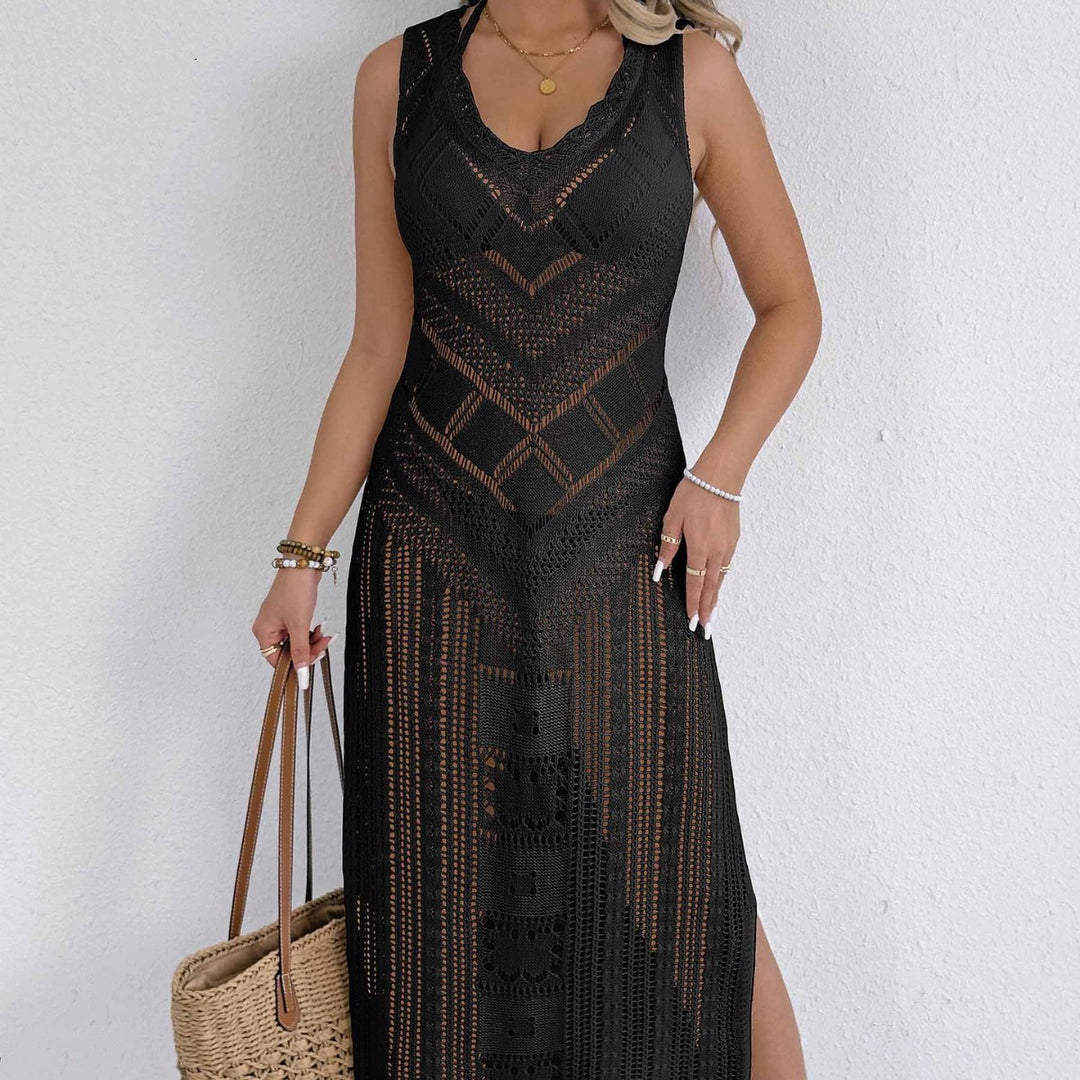 Women crocheted maxi dress with subtle lace pattern look Mune Fashion