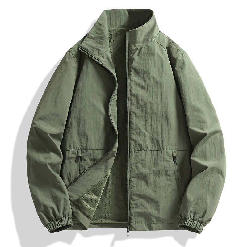 Men's lightweight breathable windbreaker with stand-up collar and perforated lining Mune Fashion