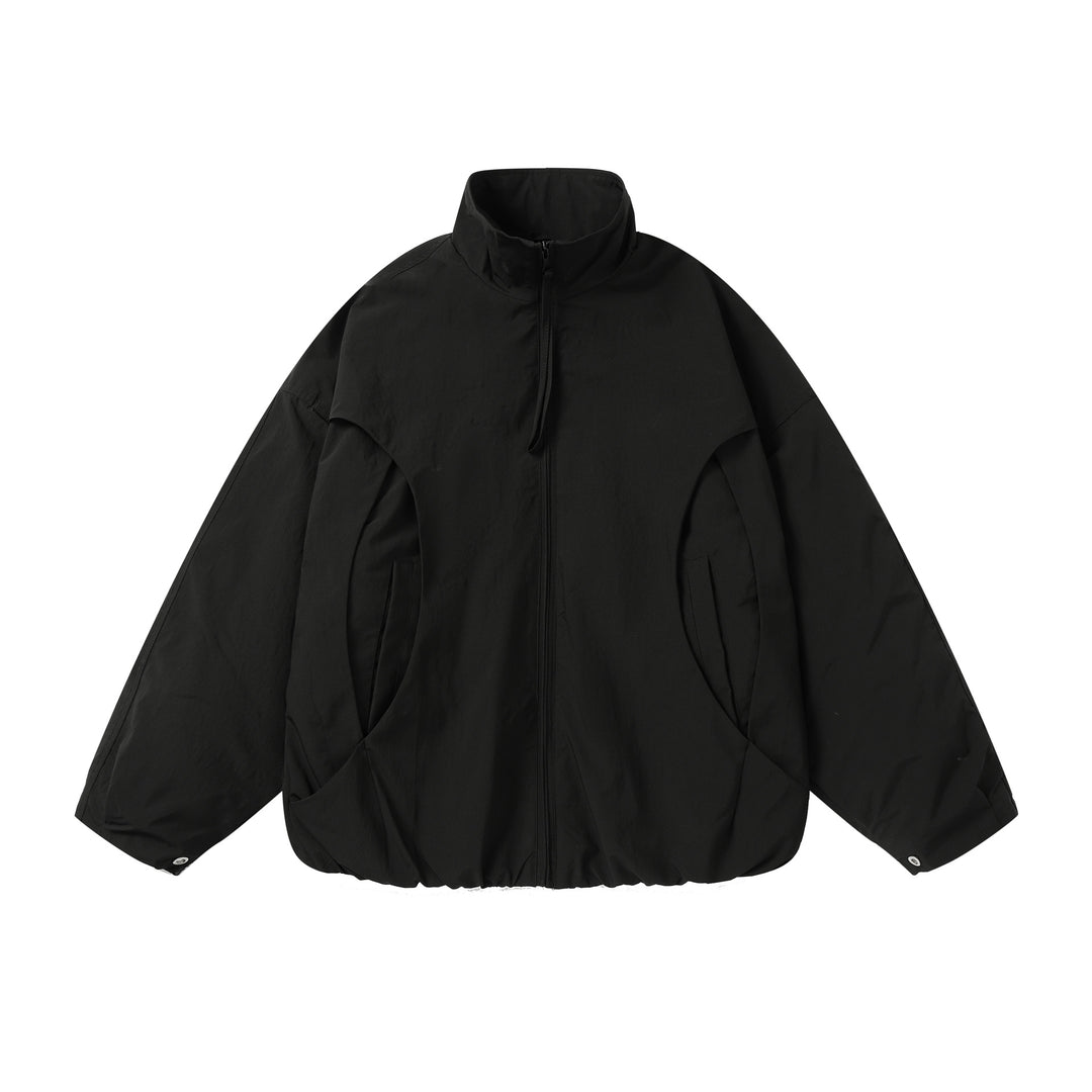 Unisex Boxy Short Jacket with High Stand-Up Collar and Balloon Sleeves Mune Fashion
