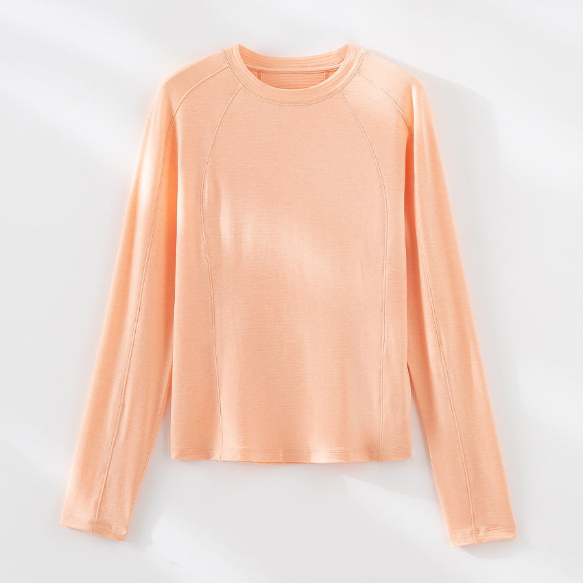 Women's Lightweight Long Sleeve Fine Knit Top with Raglan Sleeves and Round Neck Mune Fashion