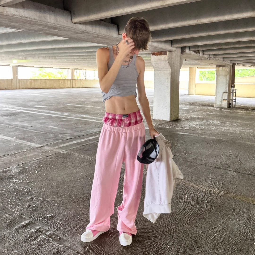 Women's casual jersey lounge pants with elastic waistband and wide leg Mune Fashion