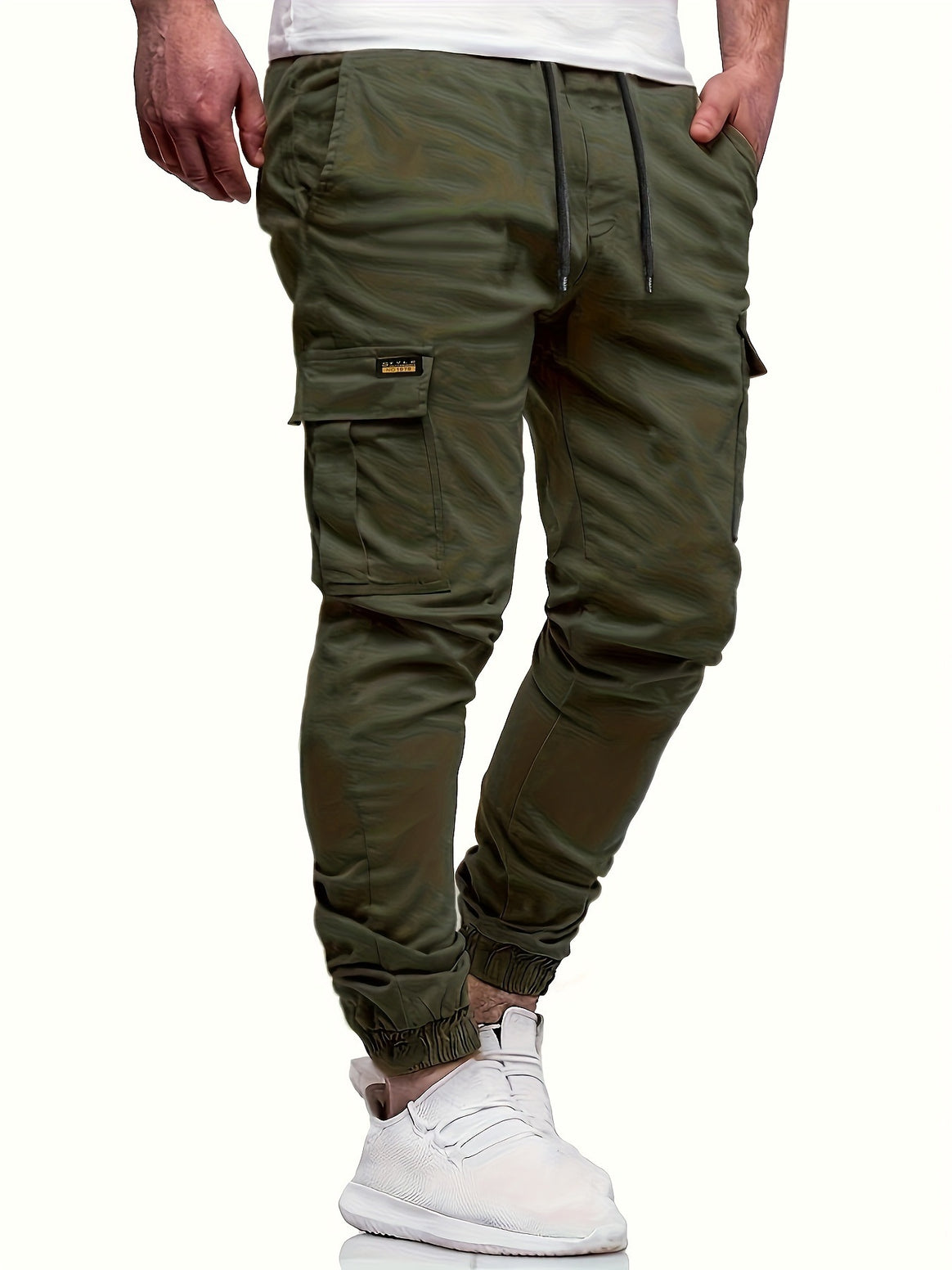 Men's Slim-Tapered Utility Cargo Pants in Jogger Style with Flap and Zipper Pockets Mune Fashion