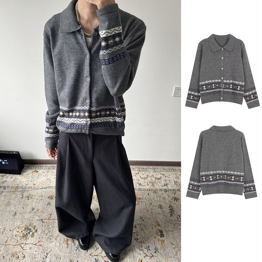 Men's Fashionable Cardigan with Graphic Pattern Print Mune Fashion