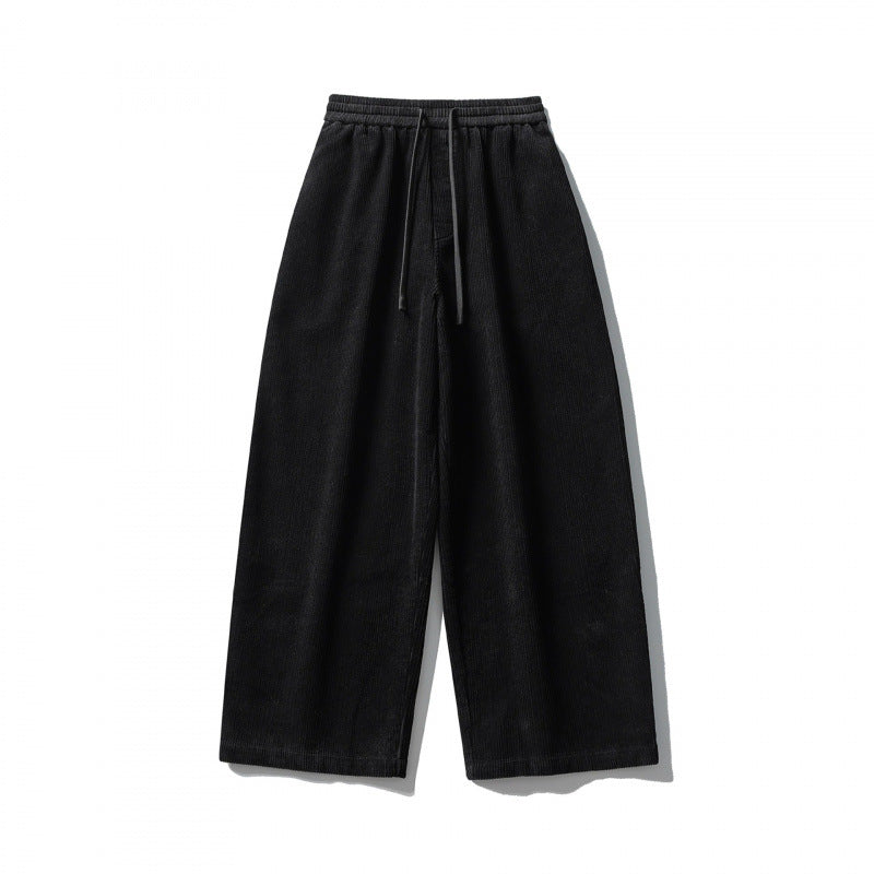 Unisex Wide Cord Pants in Relaxed Fit with Elastic Waistband, Drawstring and Straight Leg Mune Fashion