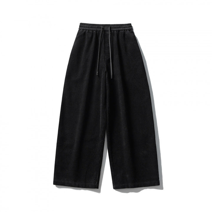 Unisex Wide Cord Pants in Relaxed Fit with Elastic Waistband, Drawstring and Straight Leg Mune Fashion