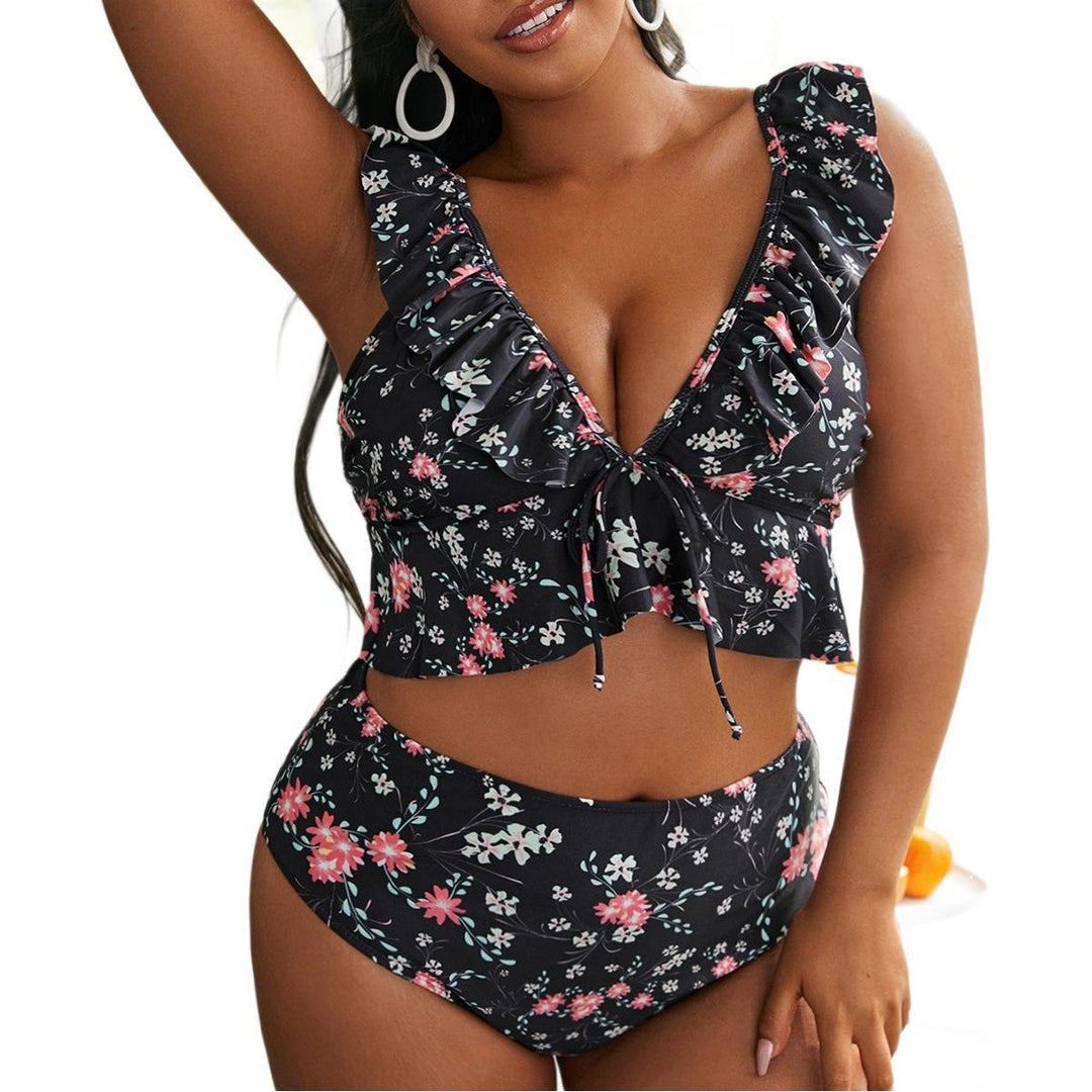 Women High-Waisted Bikini Set with Playful Ruffle Design Mune Fashion