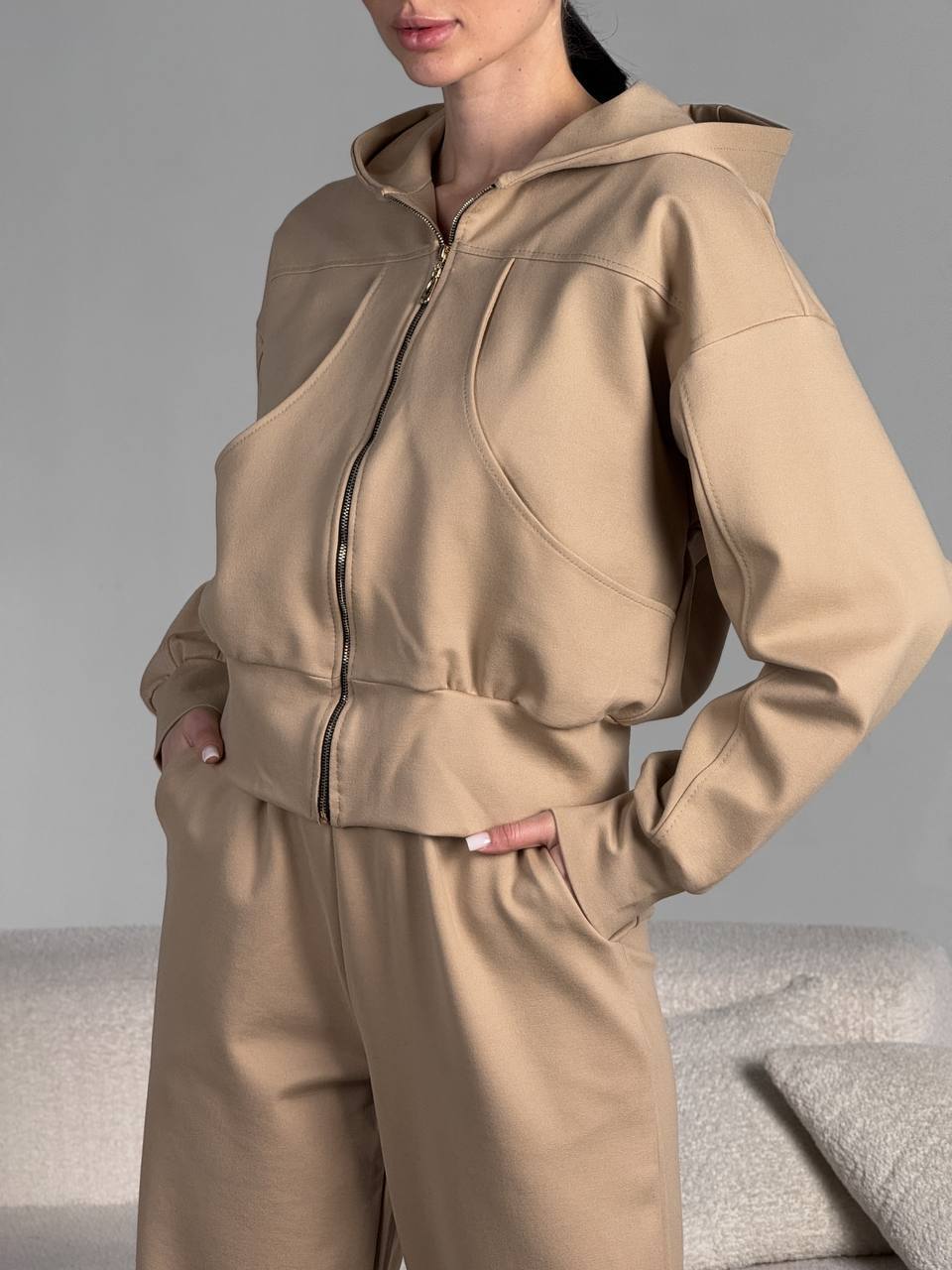 Women's Comfortable Fleece Hooded Pullover with Zipper Mune Fashion