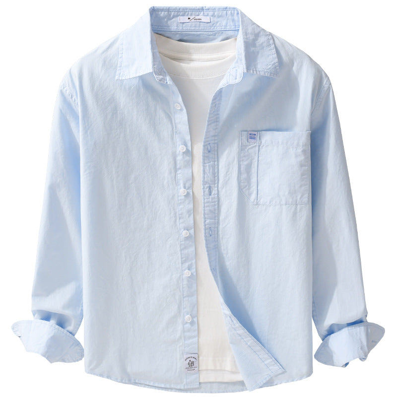 Men's cotton overshirt in layering look with kent collar and patch chest pocket Mune Fashion