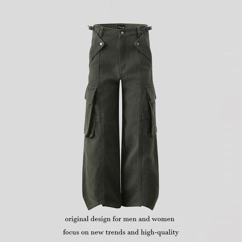 Women's high-waisted wide Cargo culotte pants with multi pockets and adjustable waistband Mune Fashion