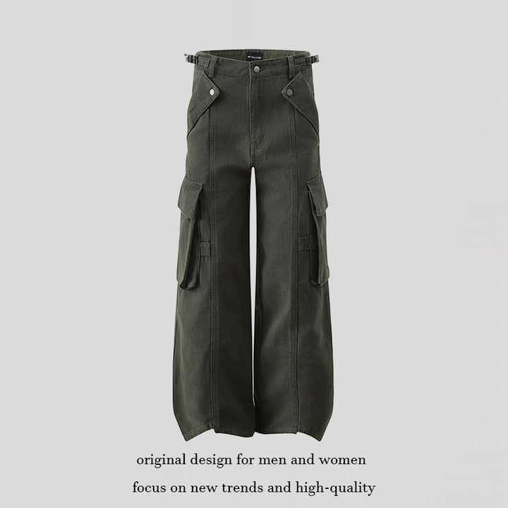Women's high-waisted wide Cargo culotte pants with multi pockets and adjustable waistband Mune Fashion