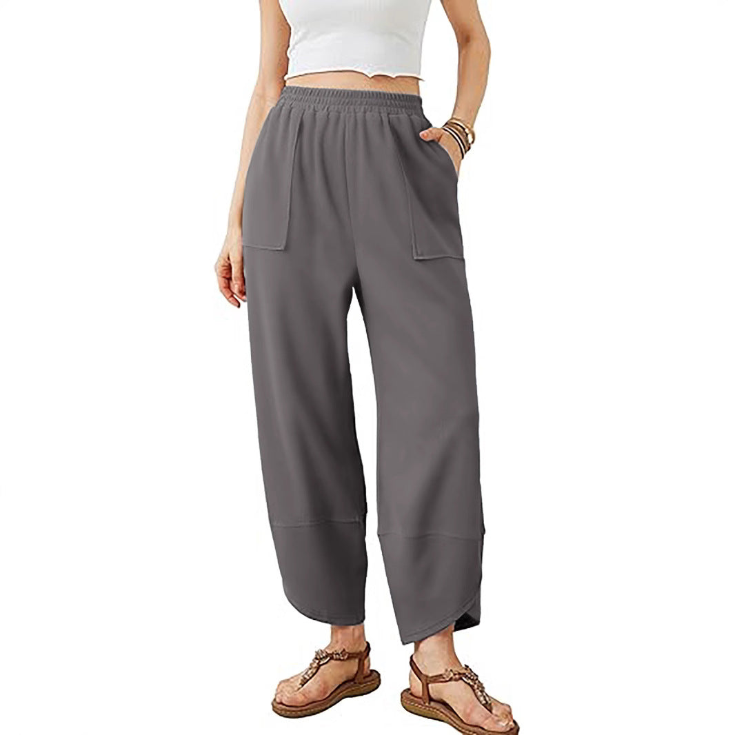 Women's culotte pants with elastic waistband and patch pockets Mune Fashion