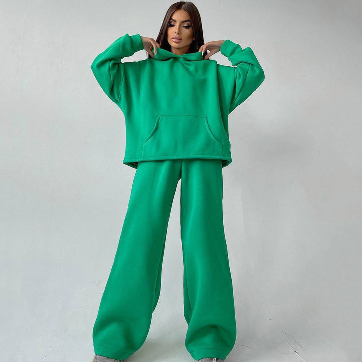Women's soft oversized hoodie with wide flare jogger set Mune Fashion
