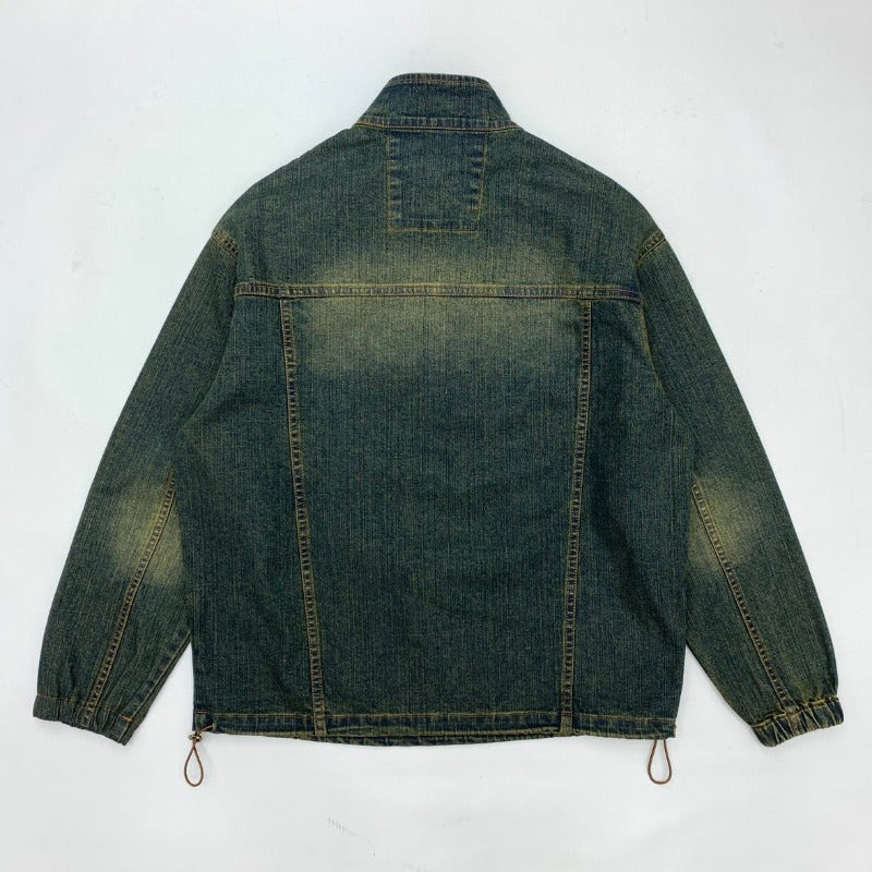 Men's Sporty Denim Jacket with High Collar Mune Fashion