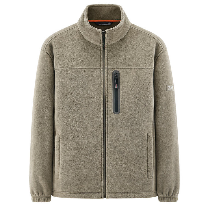 Men's Insulating Microfleece Functional Jacket with Waterproof Chest Pocket and Stand Collar Mune Fashion