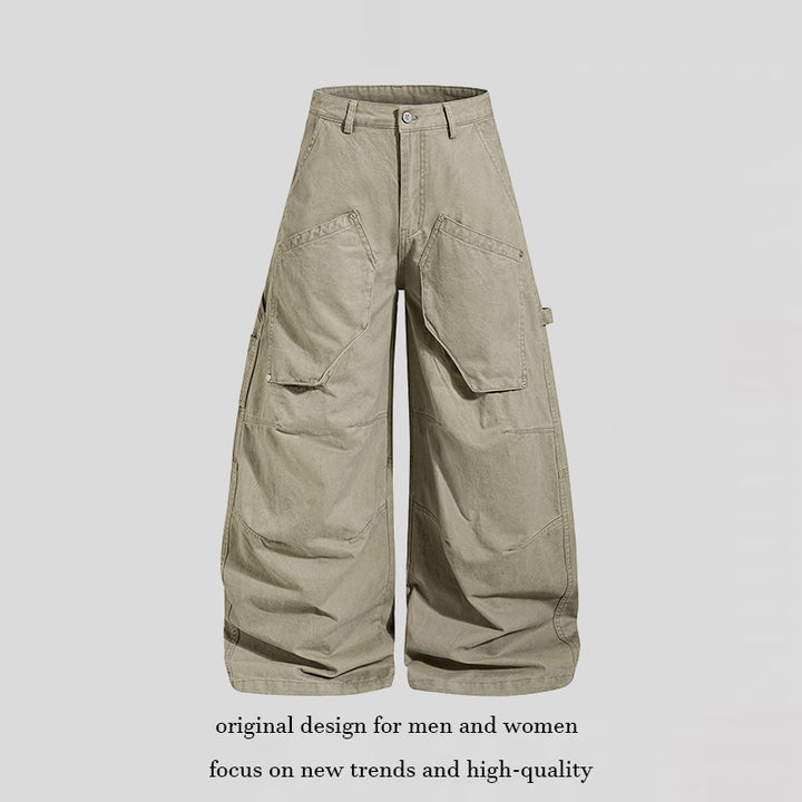 Women wide cotton cargo culotte with high waist, large flap pockets & artisanal details Mune Fashion