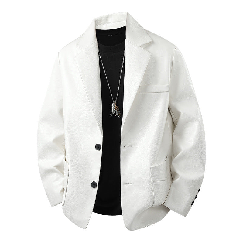 Men's Fashionable Faux Leather Jacket with Elegant Cut Mune Fashion