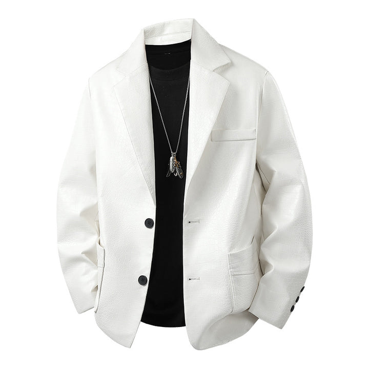 Men's Fashionable Faux Leather Jacket with Elegant Cut Mune Fashion