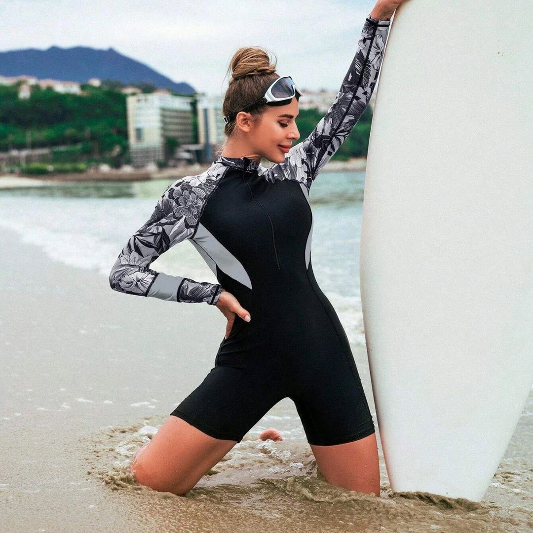 Women’s Surf Suit with Floral Design and Elegant Ruffles Mune Fashion
