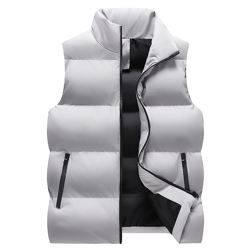 Men's Minimalist Outdoor Padded Vest with Wide Block Quilting, Insulated Padding, and Concealed Zipper Pockets Mune Fashion