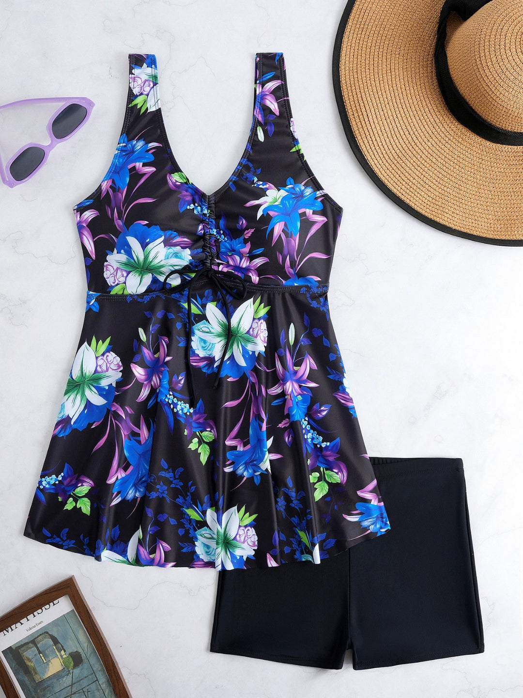 Women’s swimsuit with adjustable drawstring and floral design Mune Fashion
