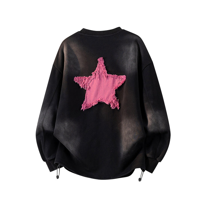 Women's Oversized Sweatshirt with Embroidered Logo, Rounded Hem & Dropped Shoulder Mune Fashion