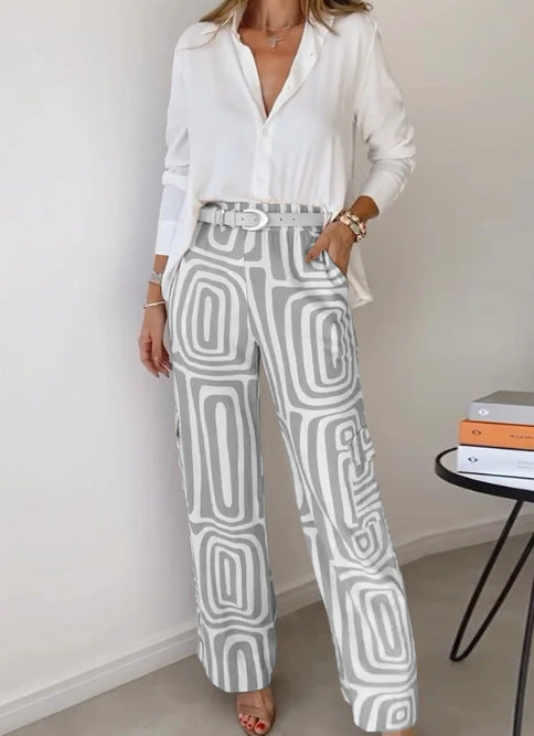 Women wide Palazzo trousers with graphic retro print Mune Fashion