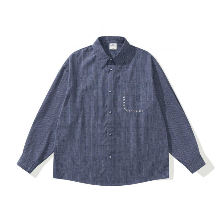 Unisex Oversize shirt made of structured wool blend with check pattern and decorative chest pocket Mune Fashion