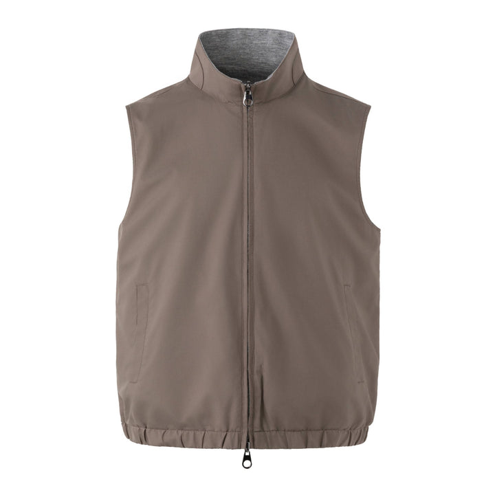 Unisex Reversible Padded Vest with High Stand-Up Collar and Elastic Hem Mune Fashion