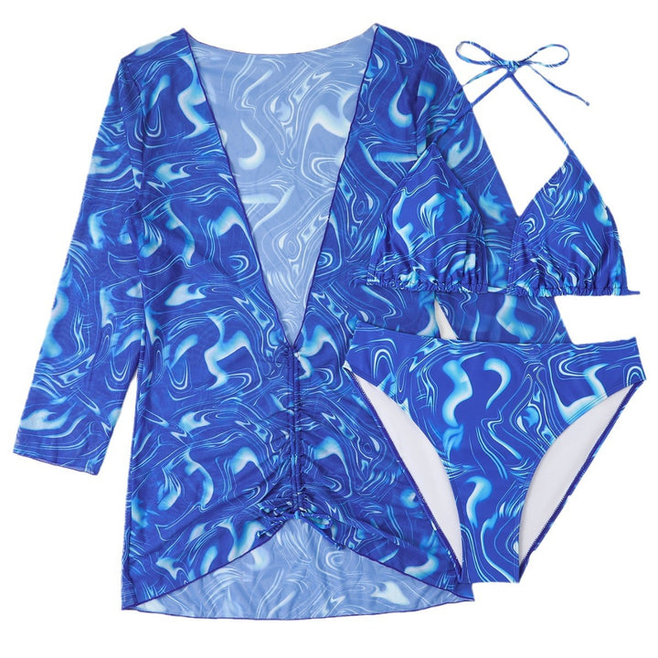 Ladies bikini set with casual wrap dress and playful design Mune Fashion