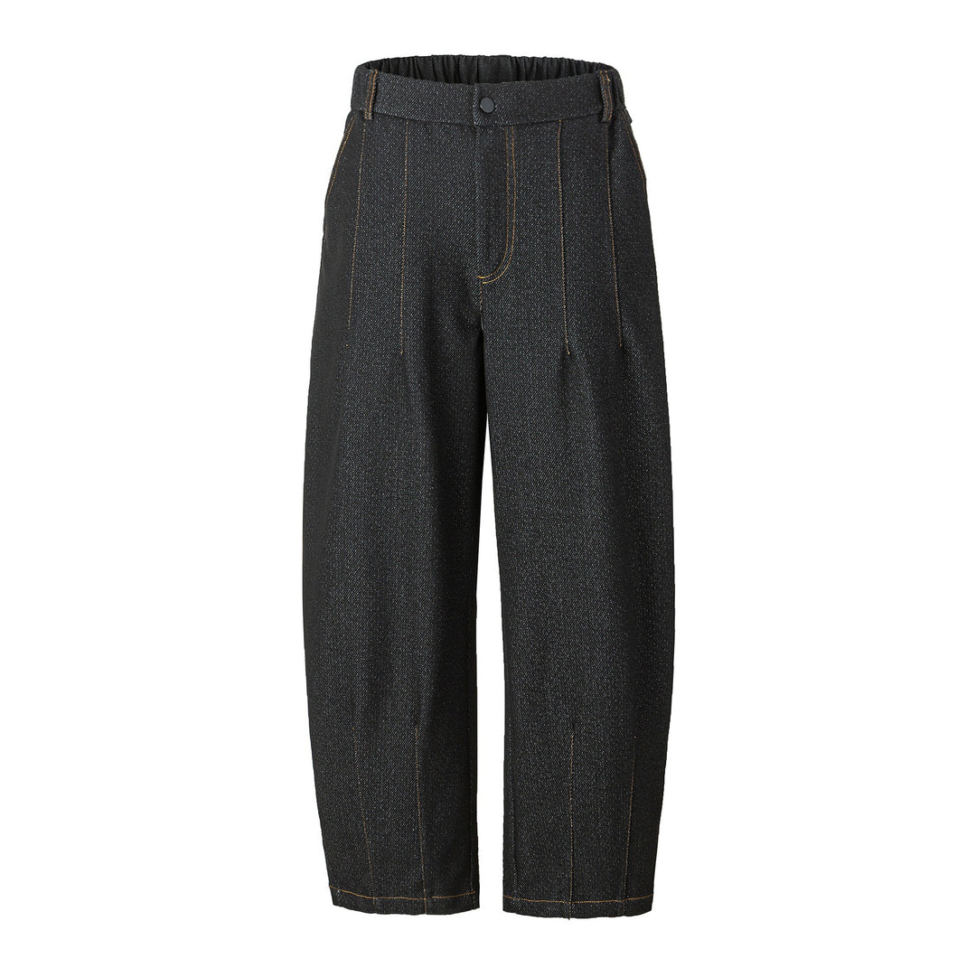 Women's High-waisted Wide Culotte Pants with Crease and Elastic Back Mune Fashion