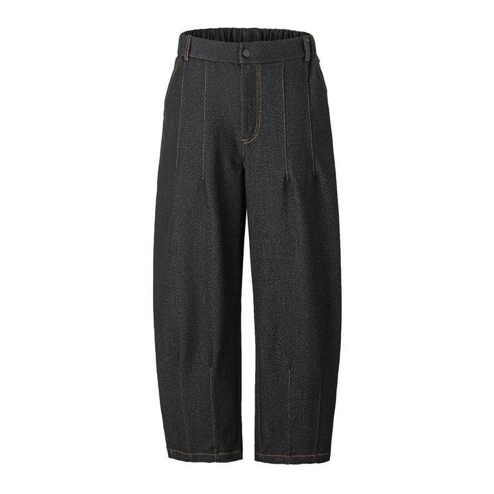 Women's High-waisted Wide Culotte Pants with Crease and Elastic Back Mune Fashion