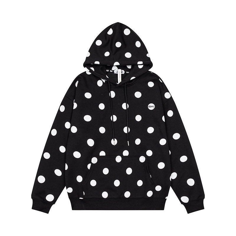 Women’s Oversize Hoodie with Polka Dot Allover and Kangaroo Pocket Mune Fashion