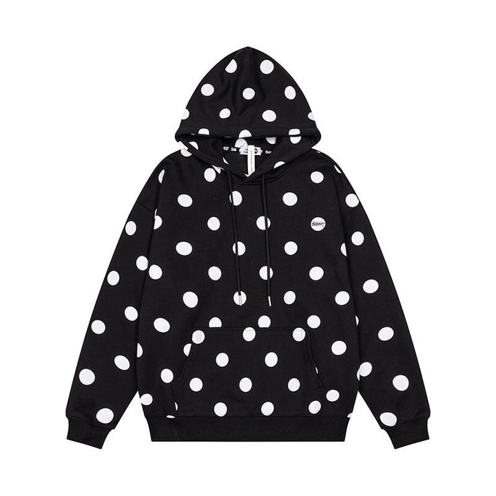 Women’s Oversize Hoodie with Polka Dot Allover and Kangaroo Pocket Mune Fashion