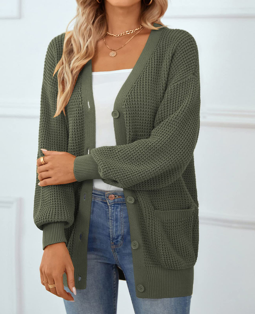 Ladies Chunky Knit Cardigan