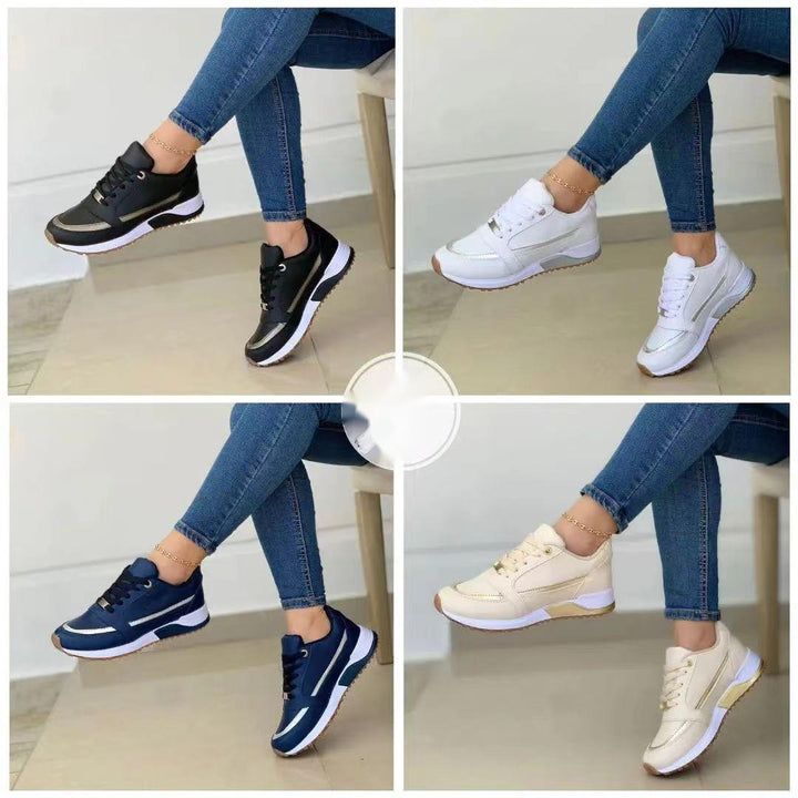 Women's elegant Lace-Up-platform sneakers with hidden wedge sole and cushioning EVA midsole Mune Fashion