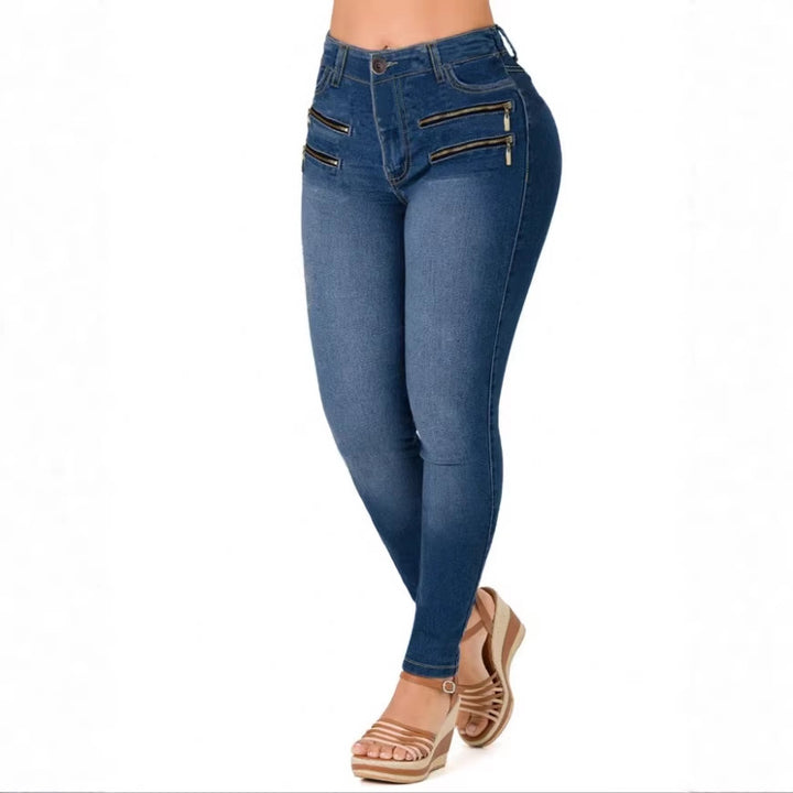 Women's Sculpting Skinny Jeans with High Waist, Push-Up Cut and Super Stretch Mune Fashion