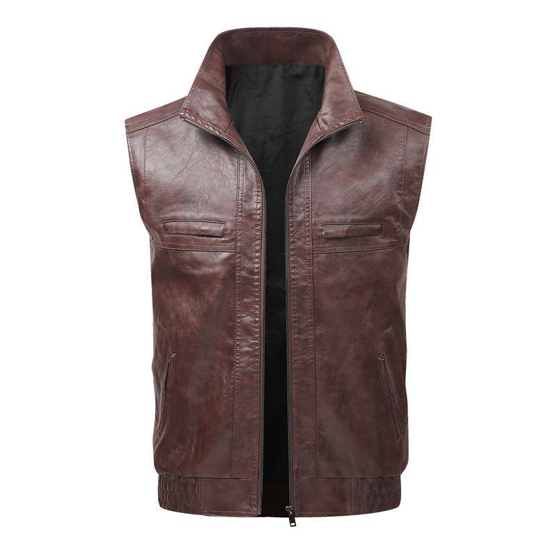 Men Stylish Faux Leather Vest Mune Fashion