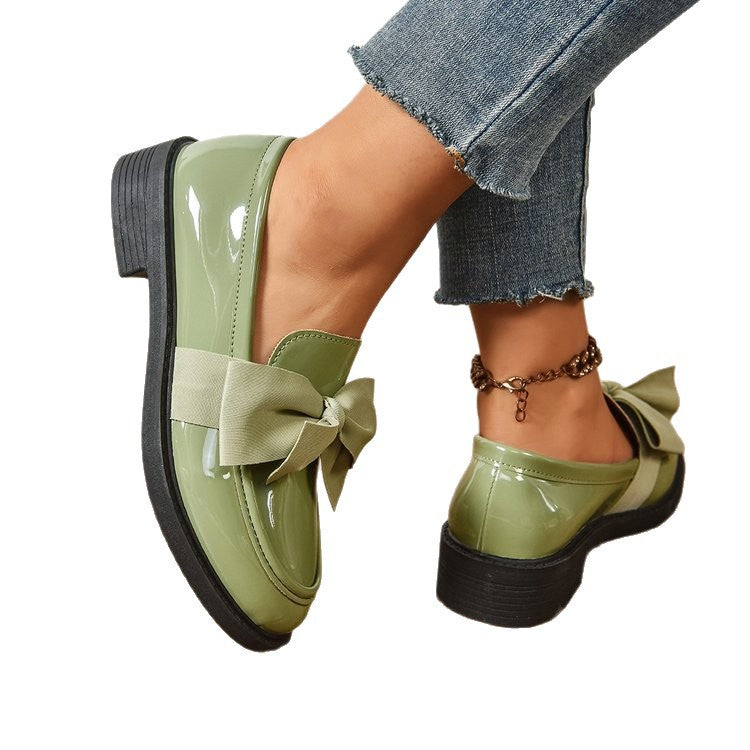 Damen Loafer mit Karo‑Muster und Schleifenapplikation Mune Fashion