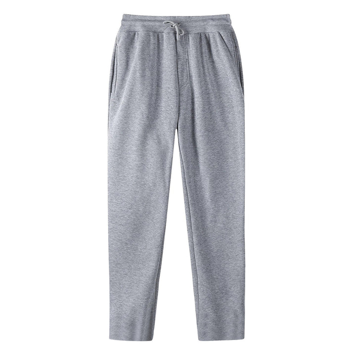 Men's straight-cut sweatpants made of mottled cotton blend with elastic waistband, drawstring, and side pockets Mune Fashion