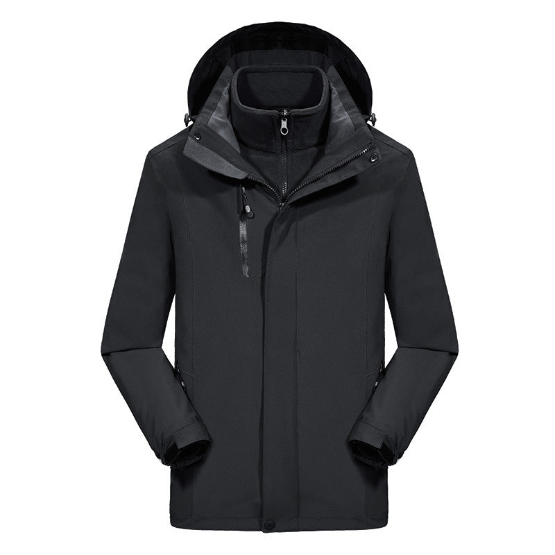 Men's three-piece softshell winter jacket with removable fleece inner jacket and detachable hood Mune Fashion