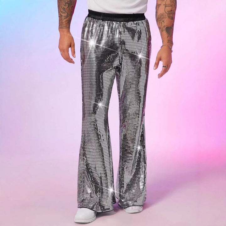 Ladies Glitter Flared Pants with Sequins and Elastic Waistband Mune Fashion