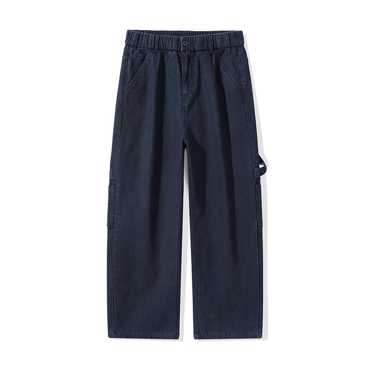 Men's Wide Utility Cargo Pants with Elastic Waistband and Straight Leg Drune