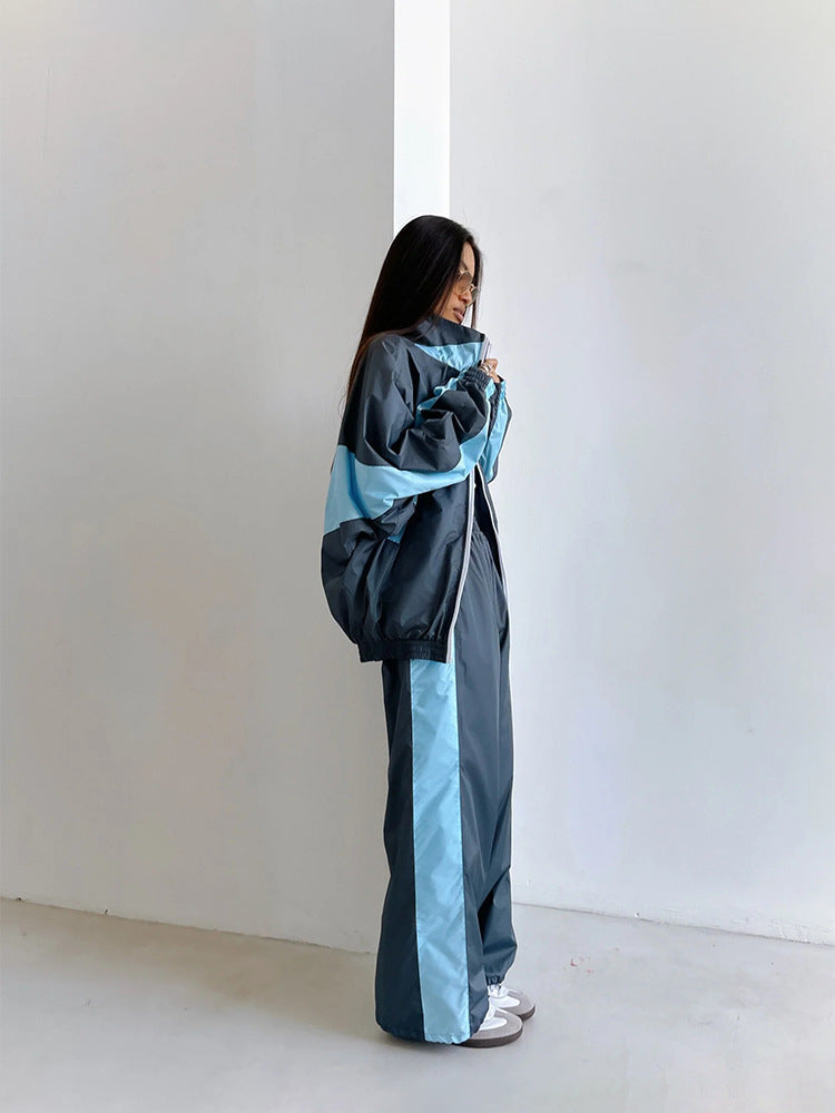 Women's nan sportives tracksuit set with windbreaker jacket and wide leg pants Mune Fashion