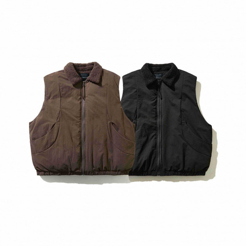 Unisex Padded Vest with Teddy Collar, Zipper and Elastic Hem Mune Fashion