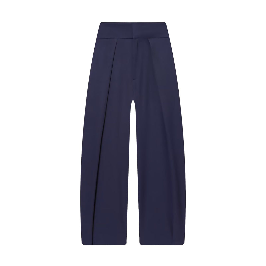 Women's Wide High Waist Pants with Front Pleats and Flowing Palazzo Silhouette Mune Fashion