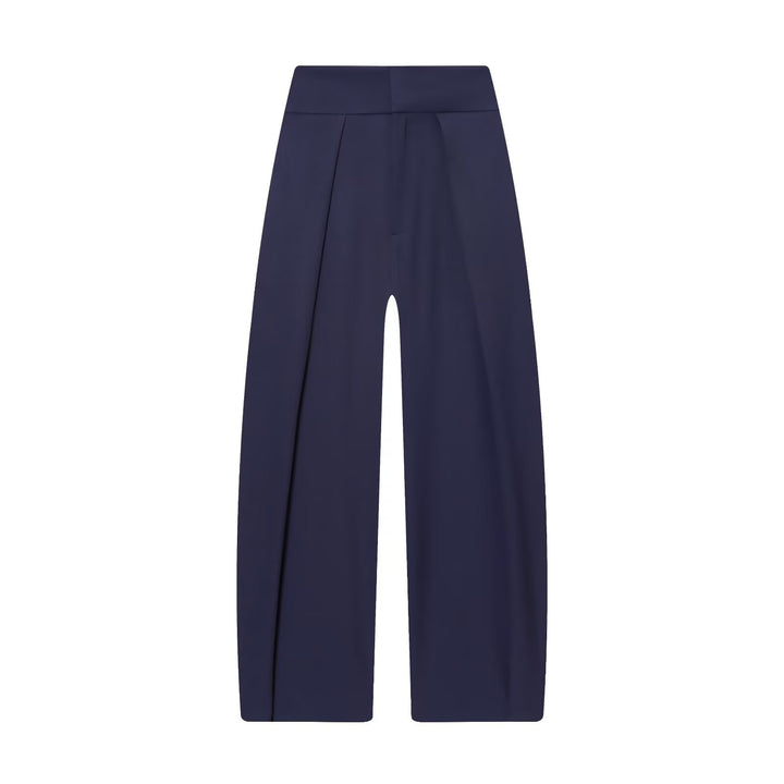 Women's Wide High Waist Pants with Front Pleats and Flowing Palazzo Silhouette Mune Fashion