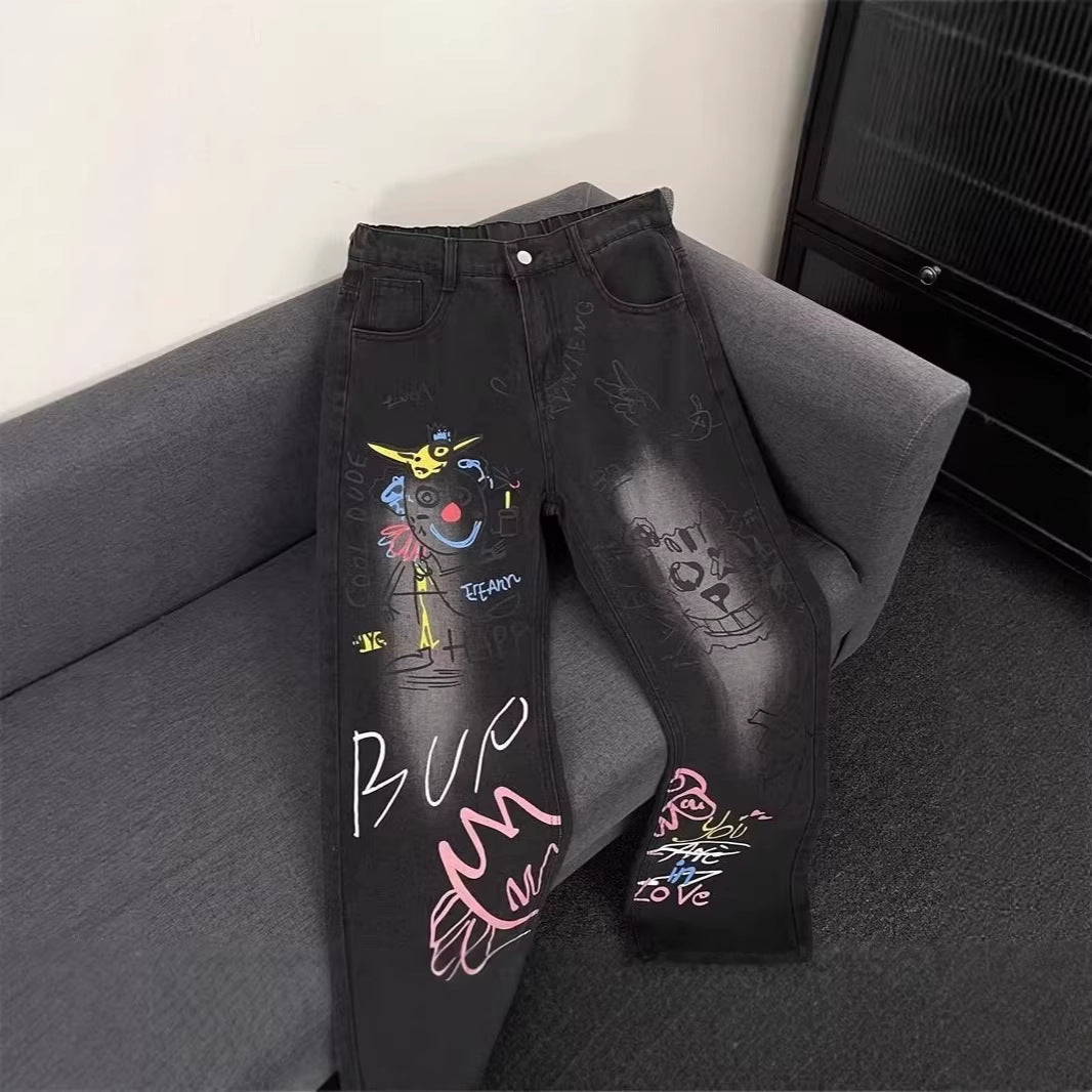 Ladies Fashion Jeans with Creative Graphic Print Mune Fashion