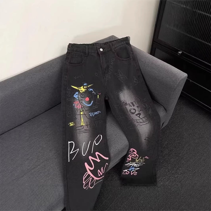 Ladies Fashion Jeans with Creative Graphic Print Mune Fashion