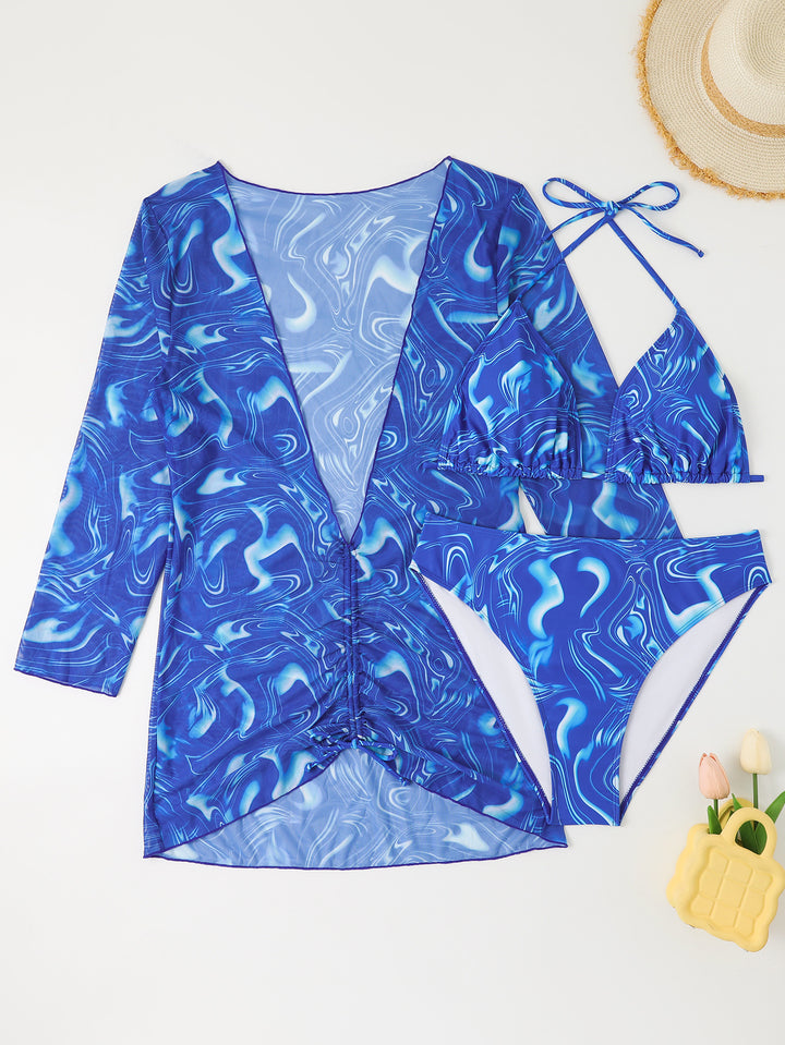 Ladies bikini set with casual wrap dress and playful design Mune Fashion