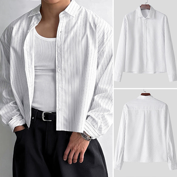 Men's striped cotton blend shirt with Kent collar and classic cuff Mune Fashion